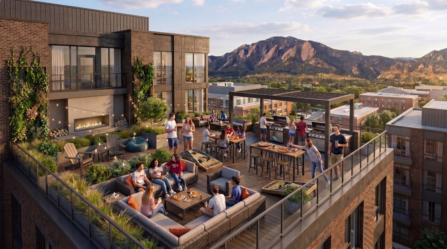Clubhouse roof deck rendering
